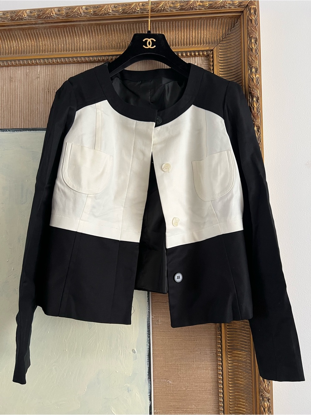 Black & White Two-Tone Cropped Jacket blazer cotton size 12